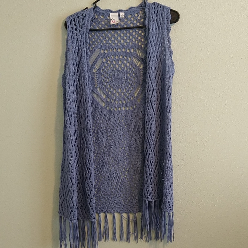 Crocheted lavender tank top cardigan